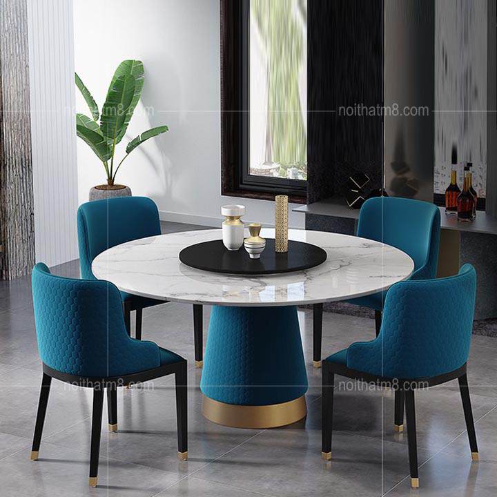 Bàn ăn mặt đá nhập khẩu cao cấp với dáng tròn sang chảnh M8-4139