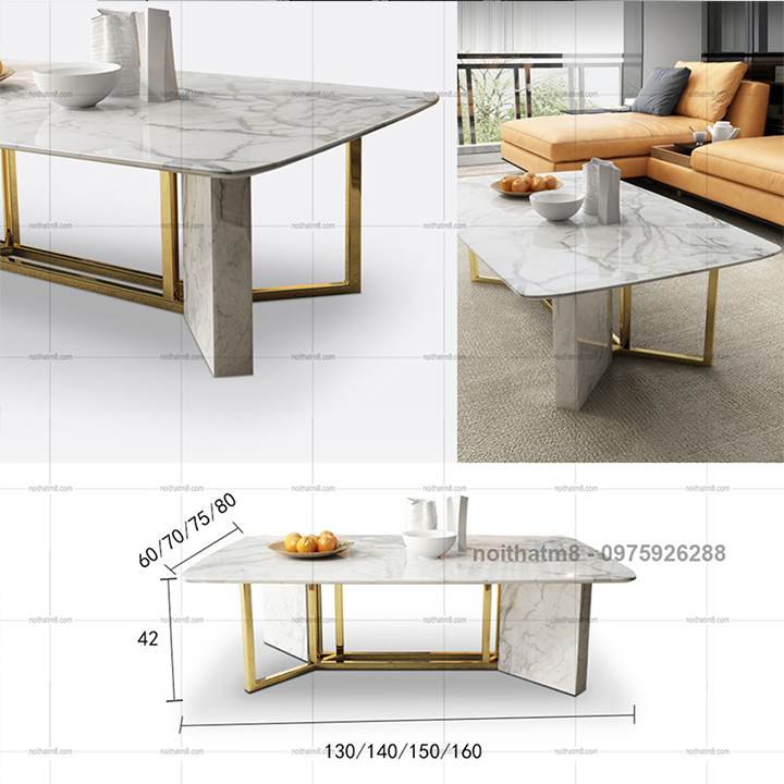 Bàn trà mạ vàng hiện đại kết hợp mặt đá phong cách độc đáo M8-4320 thumbnail 4