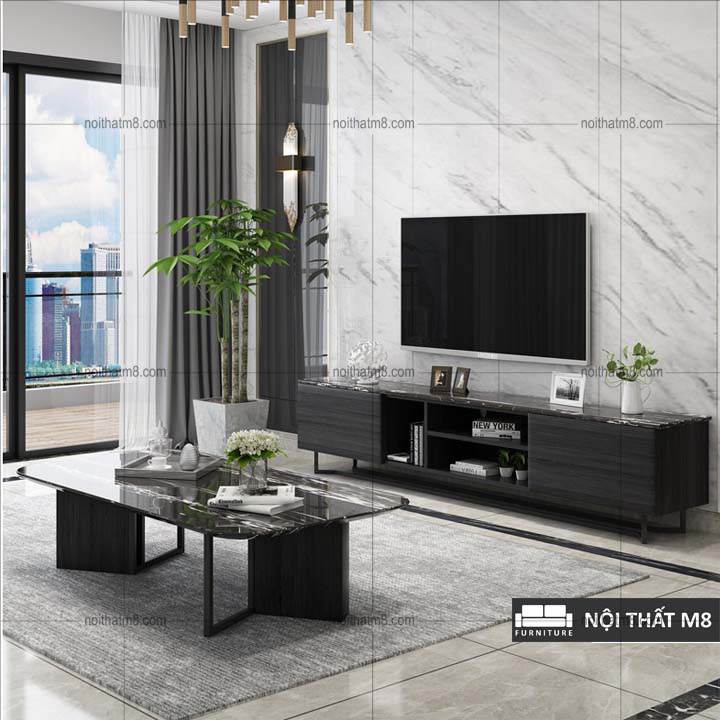 Bàn sofa mặt đá khung chân gỗ kết hợp sắt sang trọng M8-4353 thumbnail 4
