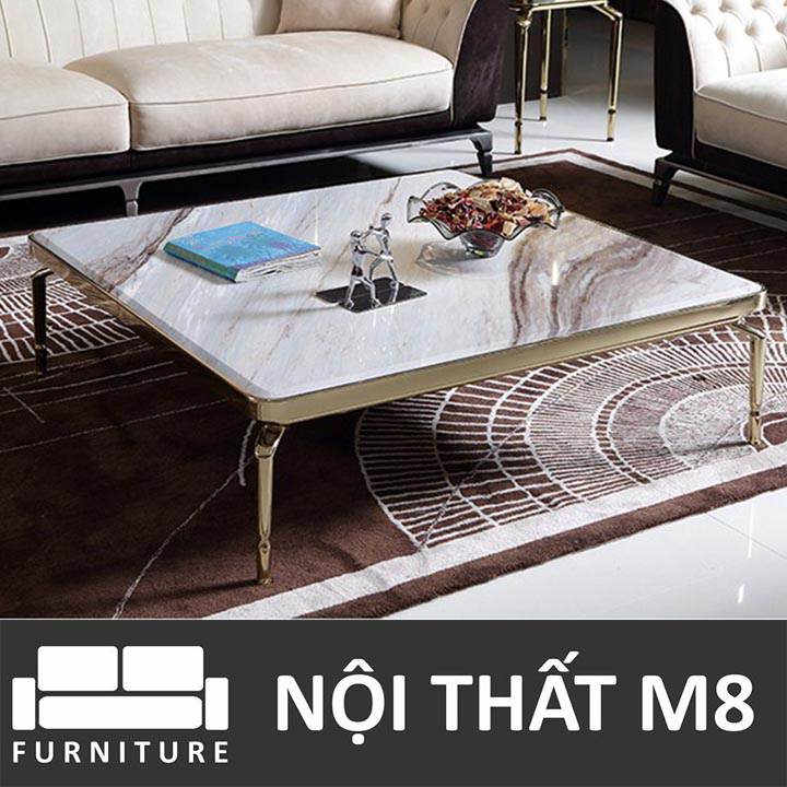 Bàn trà mạ vàng với mặt đá tự nhiên đẹp tinh xảo M8-4396 thumbnail 2