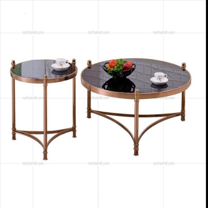 Bàn trà mạ vàng kết hợp mặt kính cường lực đen hiện đại M8-4399 thumbnail 4