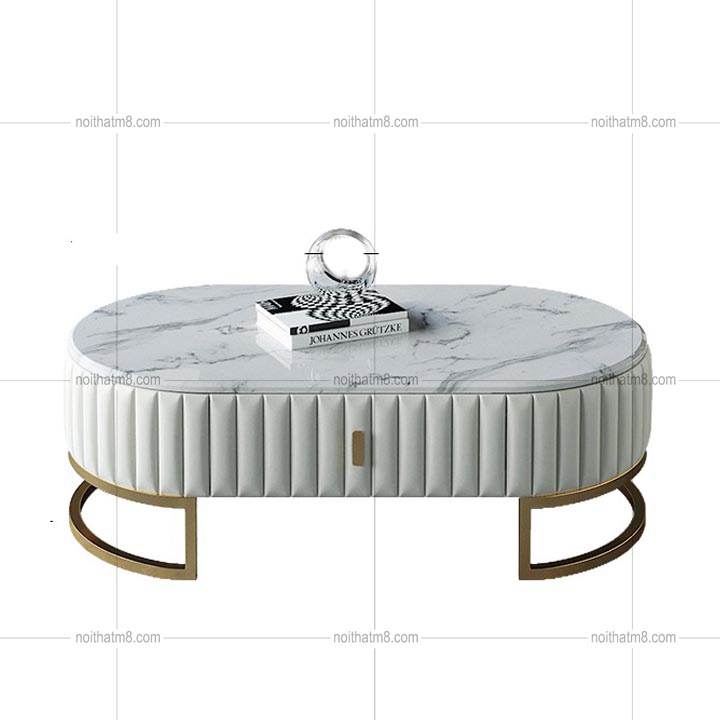 Bàn trà mặt đá tự nhiên nhập khẩu với kiểu dáng elip đẹp mê ly M8-4405 thumbnail 4