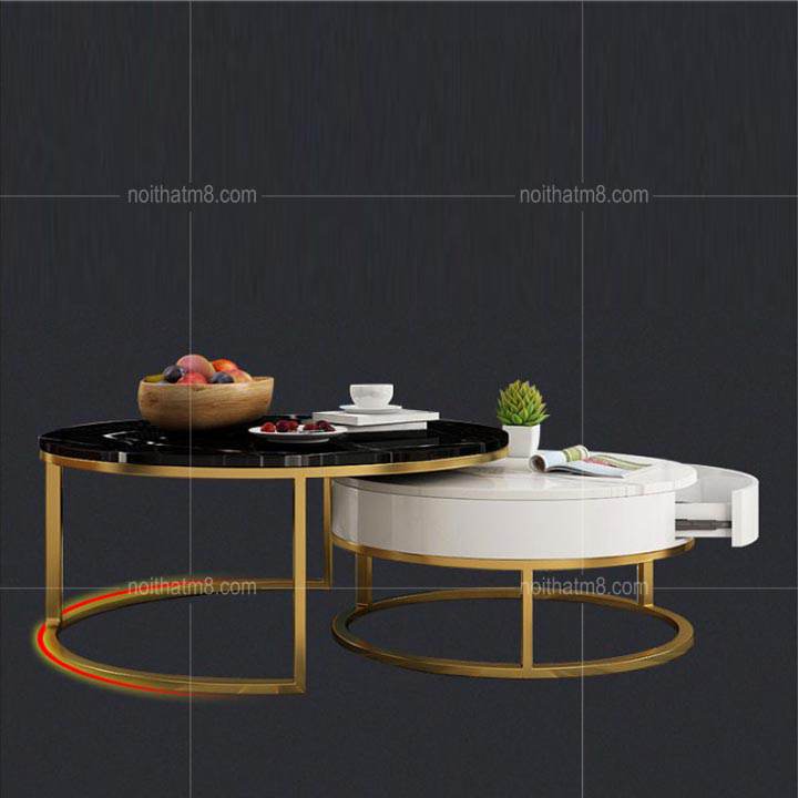 Bộ bàn trà mạ PVD cao cấp với mặt đá tự nhiên đẹp đẳng cấp M8-4411 thumbnail 3
