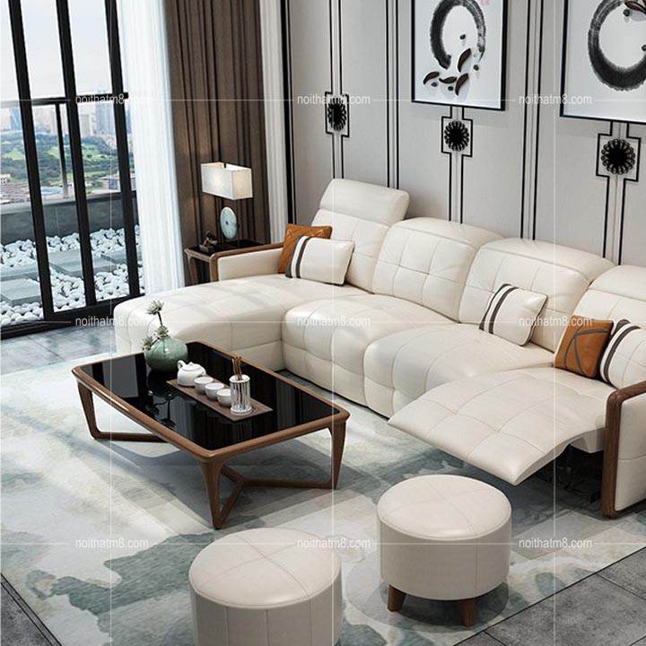 Bàn trà kính cường lực với viền gỗ óc chó sang trọng M8-4414 thumbnail 4