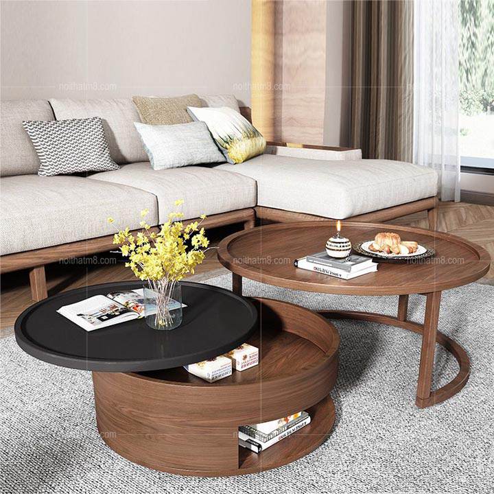 Mẫu bàn trà gỗ tự nhiên thiết kế thông minh, tiện dụng M8-4423