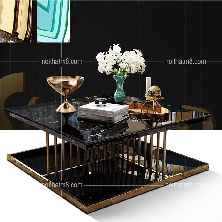 Bàn trà mạ vàng kết hợp mặt đá dáng vuông đẳng cấp M8-4439 thumbnail 2