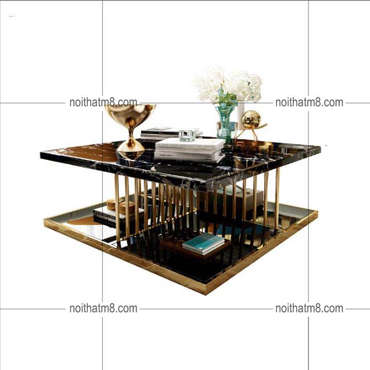 Bàn trà mạ vàng kết hợp mặt đá dáng vuông đẳng cấp M8-4439 thumbnail 3