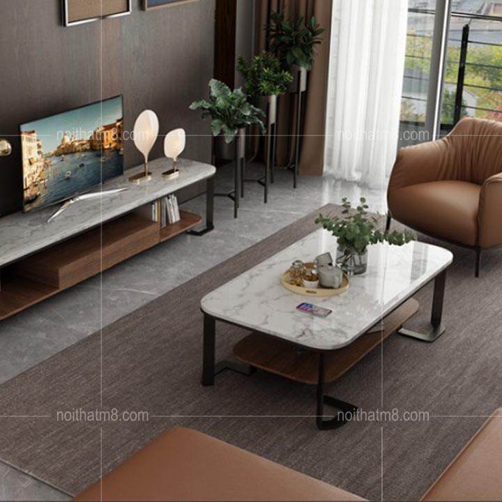 Bàn trà mặt đá với thiết kế 2 tầng mềm mại, sang trọng M8-4440 thumbnail 2