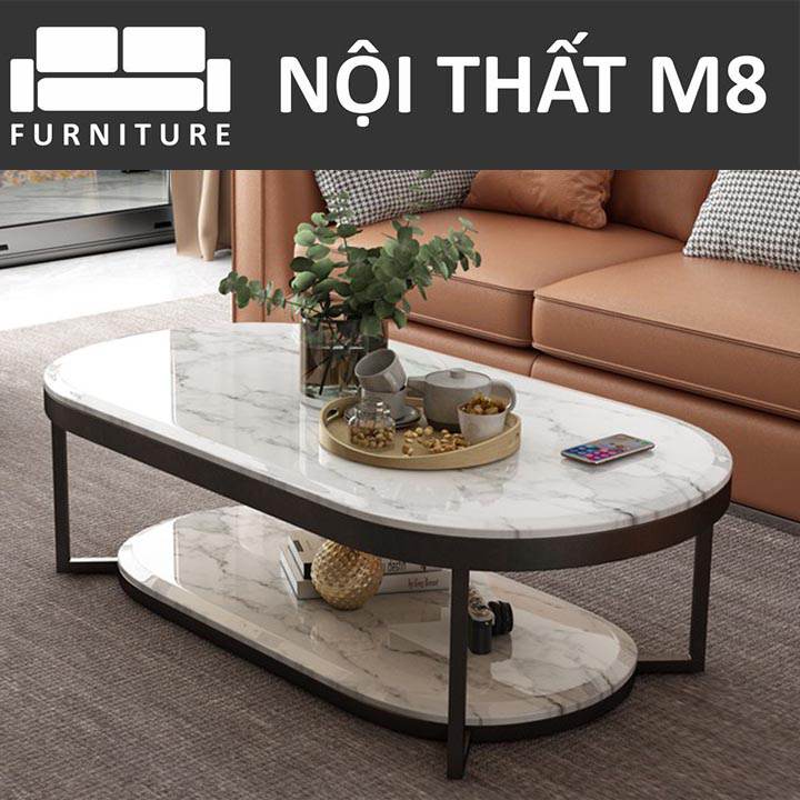 Mẫu bàn trà phòng khách với thiết kế 2 tầng đá tiện dụng M8-4445 thumbnail 2