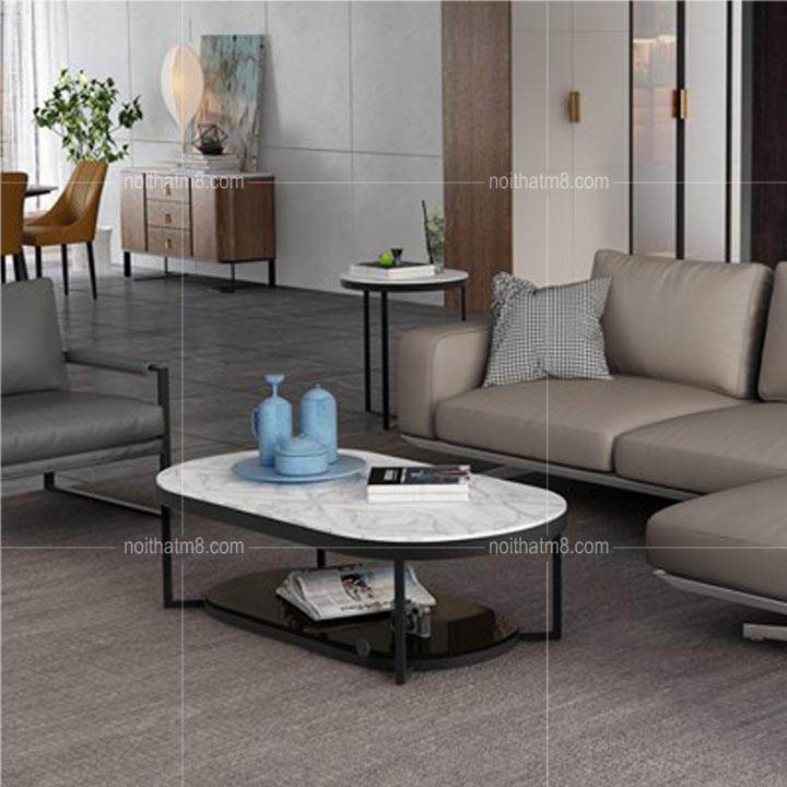 Mẫu bàn trà phòng khách với thiết kế 2 tầng đá tiện dụng M8-4445 thumbnail 3