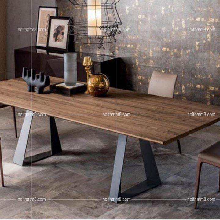 Bàn ăn đơn giản hiện đại với mặt gỗ tự nhiên sang trọng M8-4591 thumbnail 2