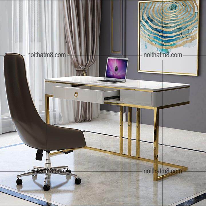 Bàn làm việc màu trắng với thiết kế hiện đại, sang chảnh M8-4597