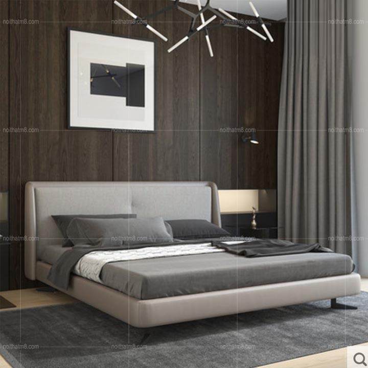 Mẫu giường bọc da đẹp kết hợp chân trụ sắt sơn tĩnh điện M8-6018 thumbnail 2