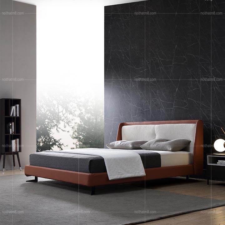 Mẫu giường bọc da đẹp kết hợp chân trụ sắt sơn tĩnh điện M8-6018 thumbnail 3