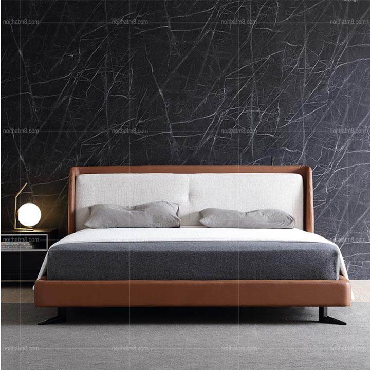 Mẫu giường bọc da đẹp kết hợp chân trụ sắt sơn tĩnh điện M8-6018 thumbnail 4