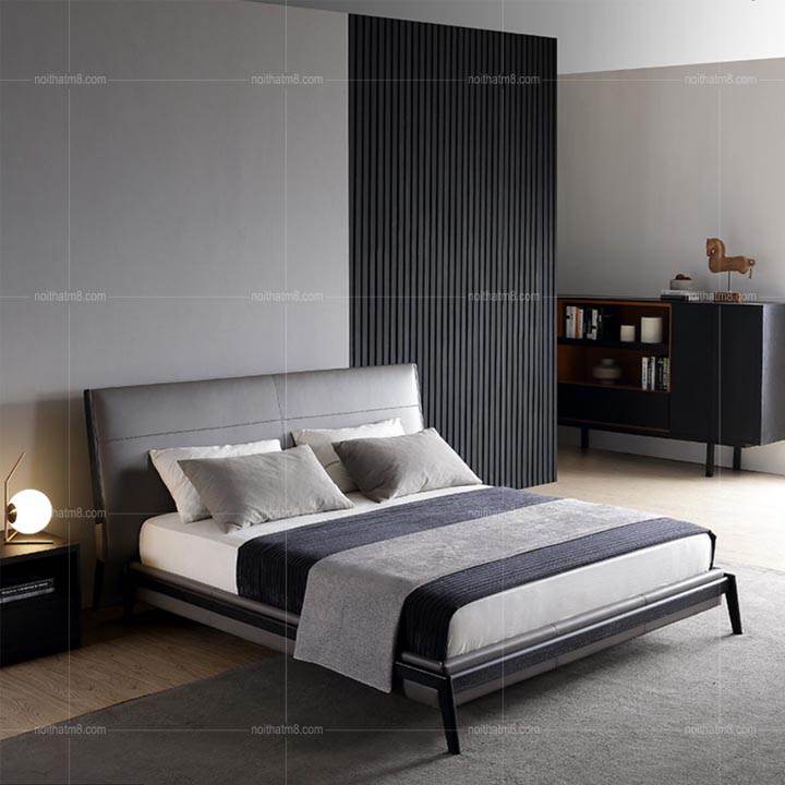 Mẫu giường bọc da kết hợp chân sắt sơn tĩnh điện M8-6021