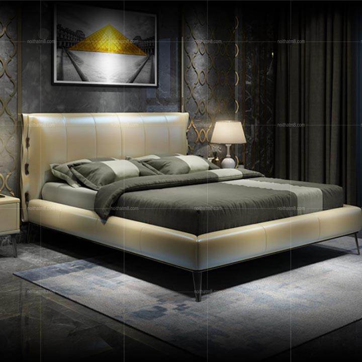 Giường bọc da cao cấp phong cách châu Âu hiện đại M8-6068
