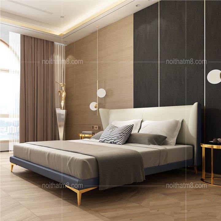 Giường bọc da đẹp kiểu dáng sang trọng, bề thế M8-6081