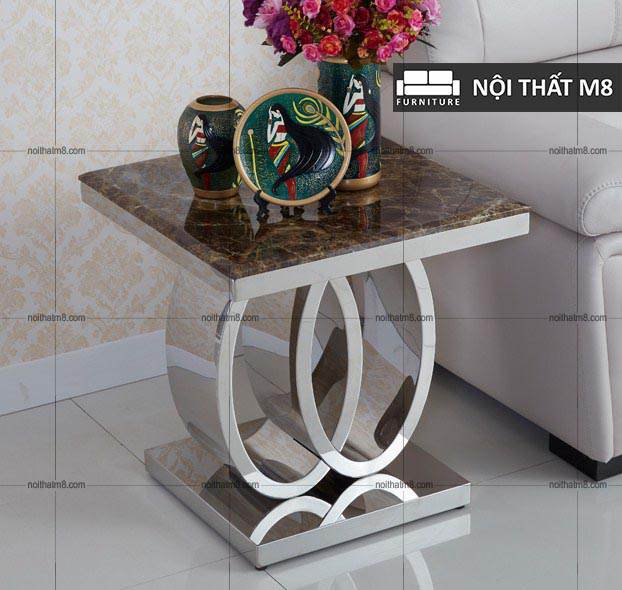 Bàn trà mặt đá vuông chân inox hiện đại M8-9021 thumbnail 2