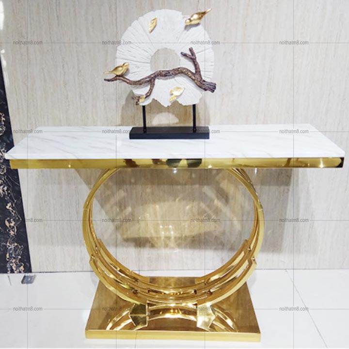 Bàn trang trí mạ vàng mặt đá sang trọng ai nhìn cũng mê M8-9058