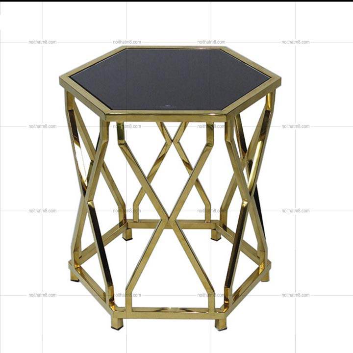 Mẫu bàn trà mạ titan nhỏ gọn dáng lục giác sang trọng M8-9073 thumbnail 3