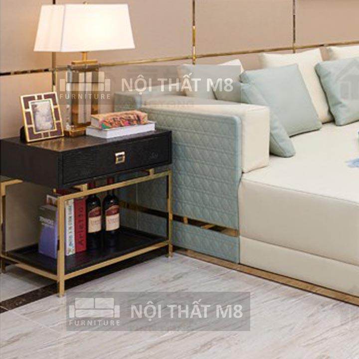 Mẫu bàn tab sofa khung inox mạ vàng cao cấp M8-9087 thumbnail 3