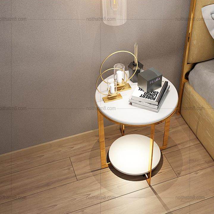 Bàn tab sofa mặt đá kết hợp khung inox mạ vàng cao cấp M8-9092 thumbnail 3