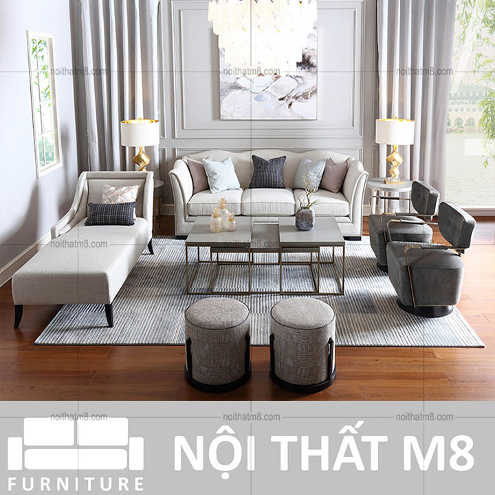 Ghế sofa phòng khách tân cổ điển hiện đại mà trang nhã M8-3504