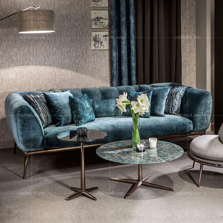 Mẫu ghế sofa nỉ nhung dáng cao thanh thoát M8-3573