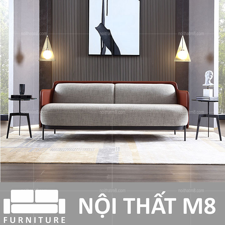 Ghế sofa nhập khẩu lưng bọc da độc đáo M8-3574