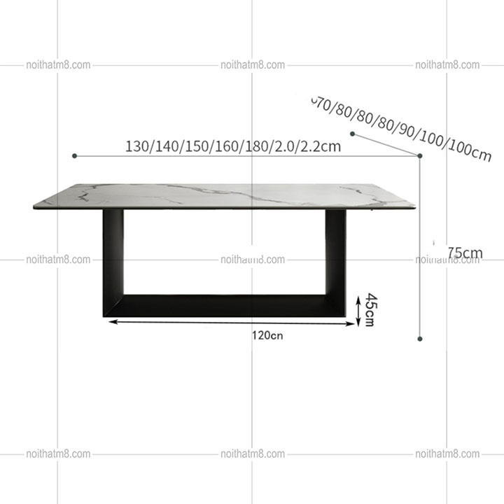 Mẫu bàn ăn mặt đá kết hợp chân sắt sơn tĩnh điện hiện đại M8-4019 thumbnail 5