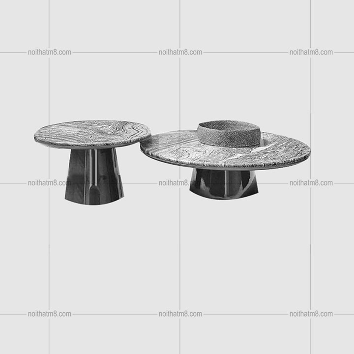Bộ bàn trà đôi tròn mặt đá phong cách Bắc Âu hiện đại M8-4269 thumbnail 5