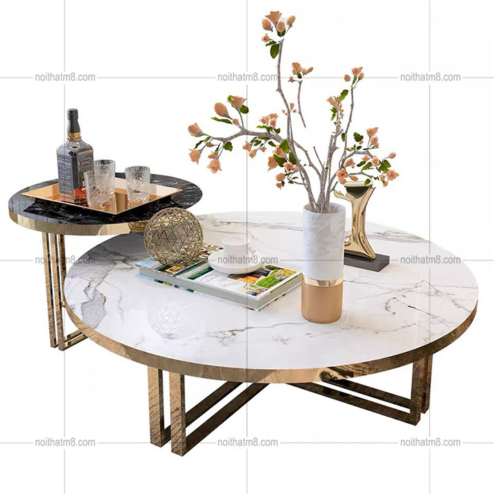 Mẫu bàn trà đôi mặt đá mạ titan đẹp, hiện đại M8-4410 thumbnail 4