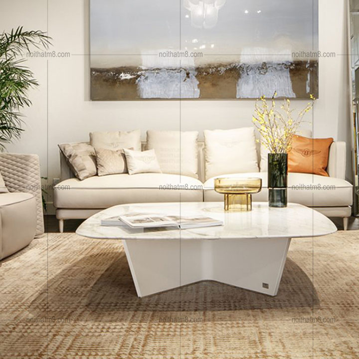 Bàn sofa phòng khách mặt đá kết hợp bọc da cao cấp M8-4355 thumbnail 2
