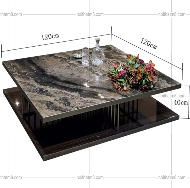 Bàn trà vuông mạ titan kết hợp mặt đá đẳng cấp M8-4305 thumbnail 5