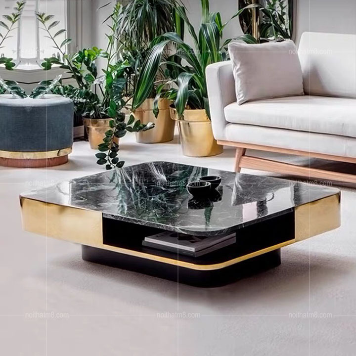 Bàn trà cao cấp mặt đá kết hợp inox 304 khung chân sắt phong cách Bắc Âu M8-4313 thumbnail 2