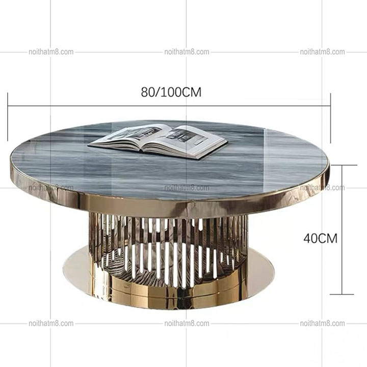 Bàn trà mặt đá kết hợp khung chân inox 304 mạ titan hiện đại M8-4279 thumbnail 3