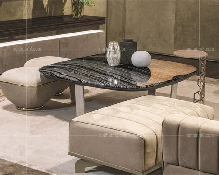 Mẫu bàn trà mặt đá kết hợp chân sắt sơn tĩnh điện độc đáo M8-4435 thumbnail 3