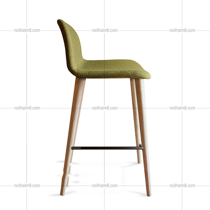 Ghế bar bọc nỉ kết hợp chân gỗ tự nhiên độc đáo M8-4686 thumbnail 4