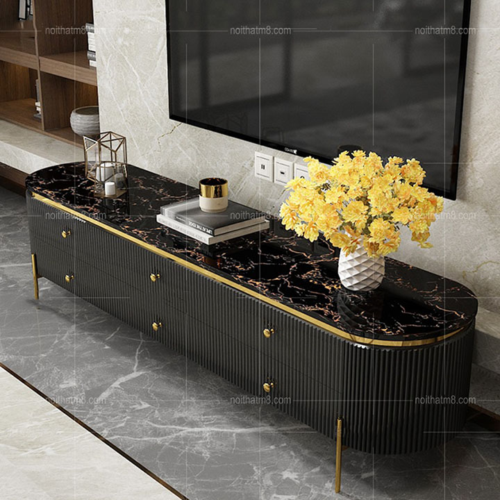Kệ tivi gỗ mặt đá kết hợp inox 304 mạ titan cao cấp M8-2066 thumbnail 2