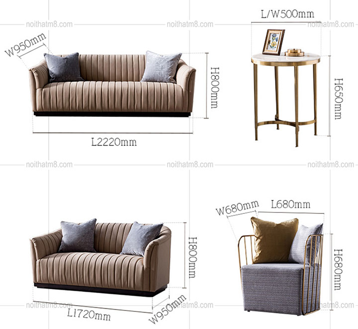 Sofa da đẹp phong cách Bắc Âu cao cấp M8-3634 thumbnail 5