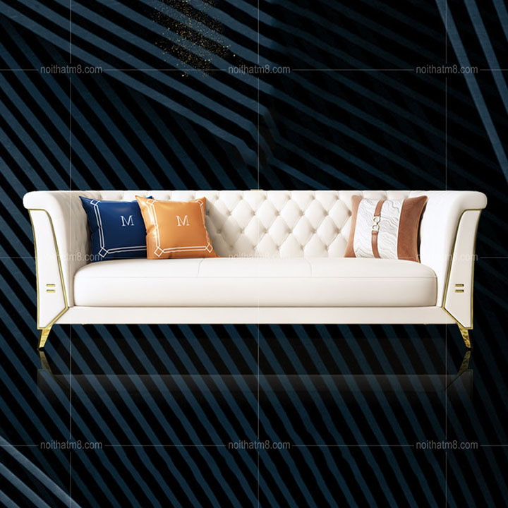 Ghế sofa da kết hợp chân inox mạ titan cao cấp M8-3630 thumbnail 5