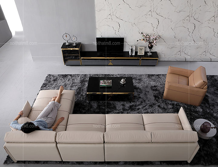Mẫu sofa đẹp bọc da phong cách Bắc Âu hiện đại M8-3535 thumbnail 2