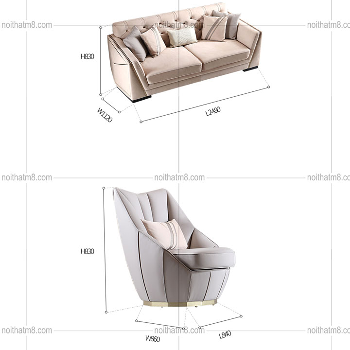 Sofa da cao cấp phong cách hiện đại, thanh lịch M8-3622 thumbnail 5