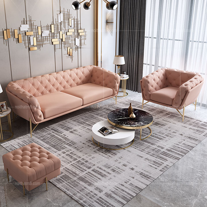 Sofa da phòng khách kiểu dáng văng hiện đại M8-3629