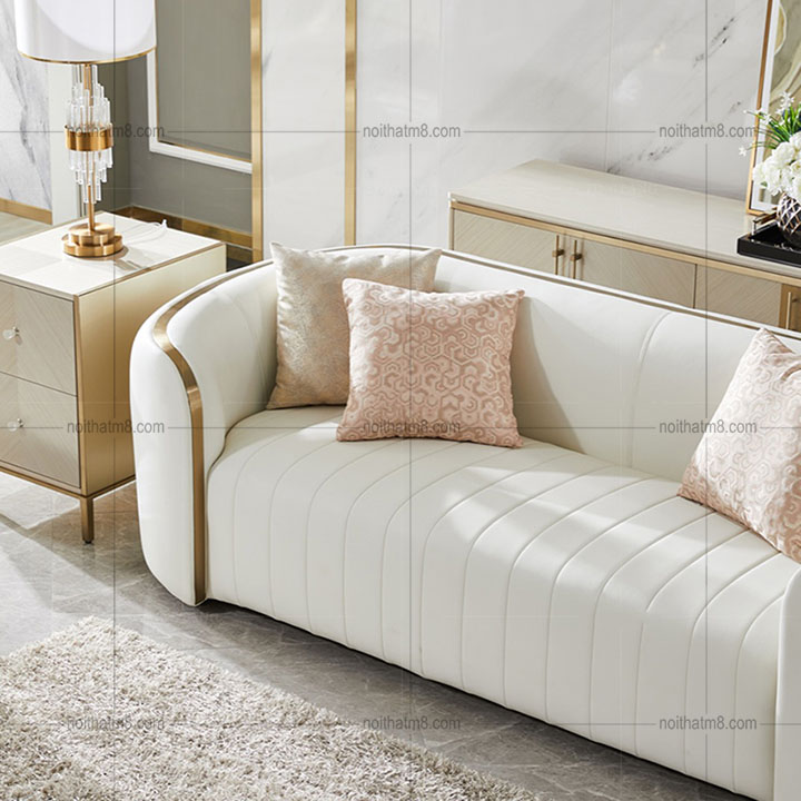 Mẫu sofa da kết hợp viền inox 304 mạ titan cao cấp M8-3618 thumbnail 3