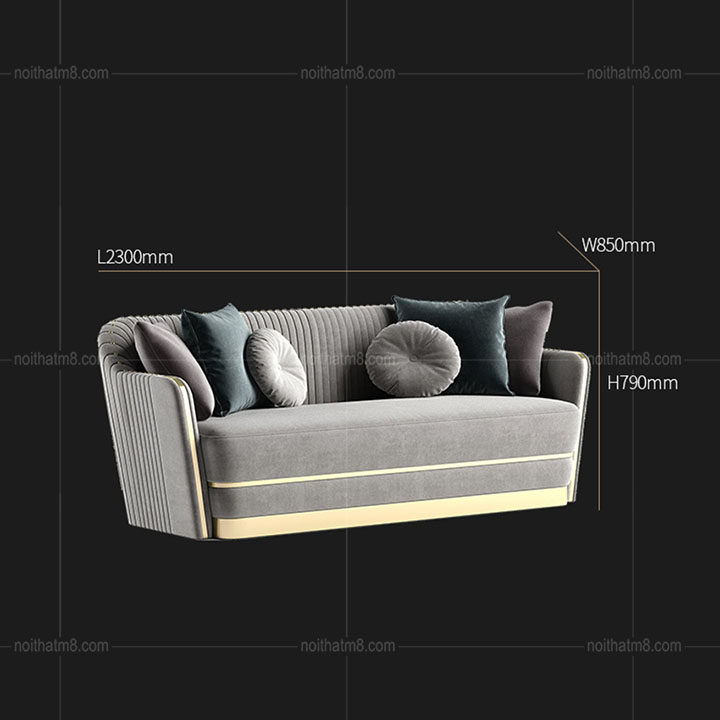 Mẫu sofa nỉ nhung đẹp kết hợp chân inox mạ titan cao cấp M8-3637 thumbnail 3