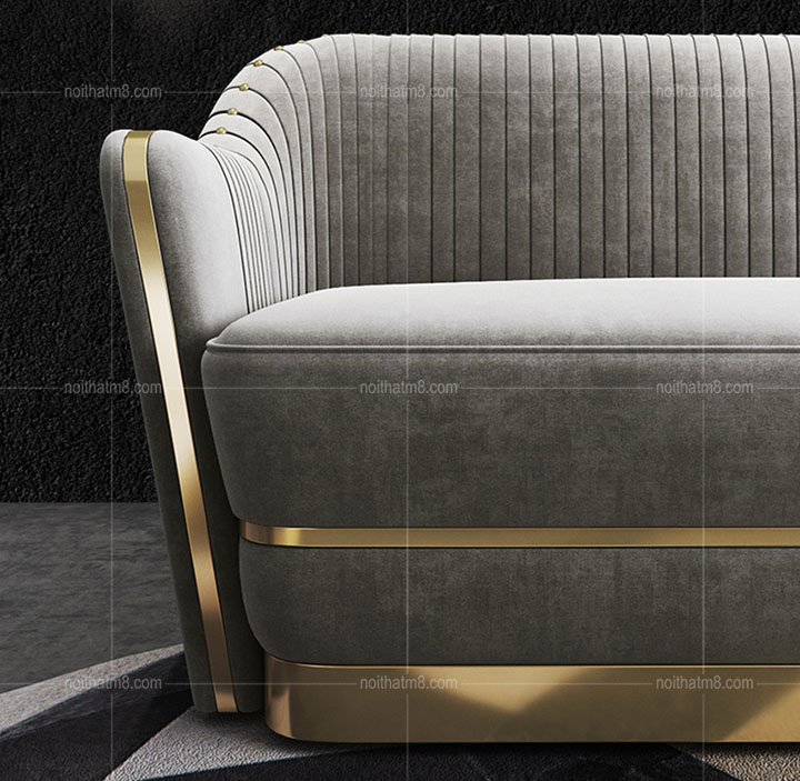 Mẫu sofa nỉ nhung đẹp kết hợp chân inox mạ titan cao cấp M8-3637 thumbnail 4