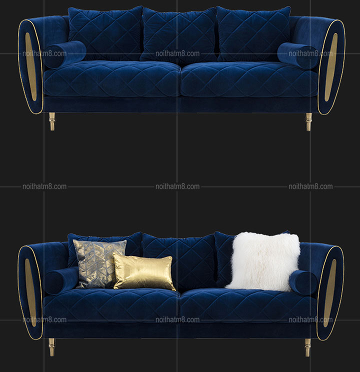 Sofa nỉ nhung hiện đại kết hợp chân inox mạ titan cao cấp M8-3635 thumbnail 5