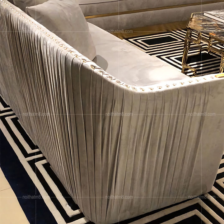 Sofa văng nỉ cao cấp kết hợp mạ inox 304 nổi bật M8-3626 thumbnail 5